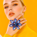 Ocean Blue Crystal Dress Ring With Adjustable Band