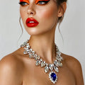 Regalia Sapphire Accented Wreath Necklace, Silver Plate, Adjustable to 22”