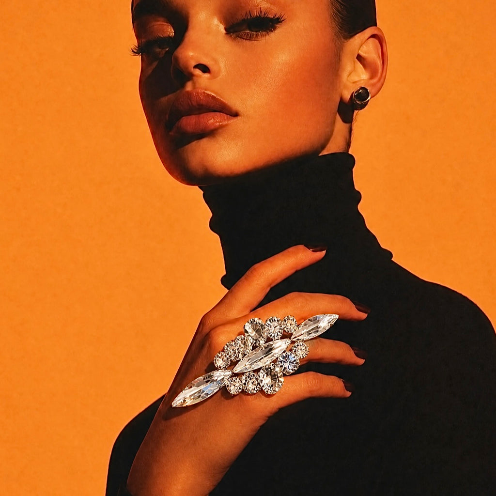 Oversized Spikey Crystal Cocktail Ring