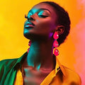 Neon Pink Large Multi-Teardrop Earrings With Austrian Crystal