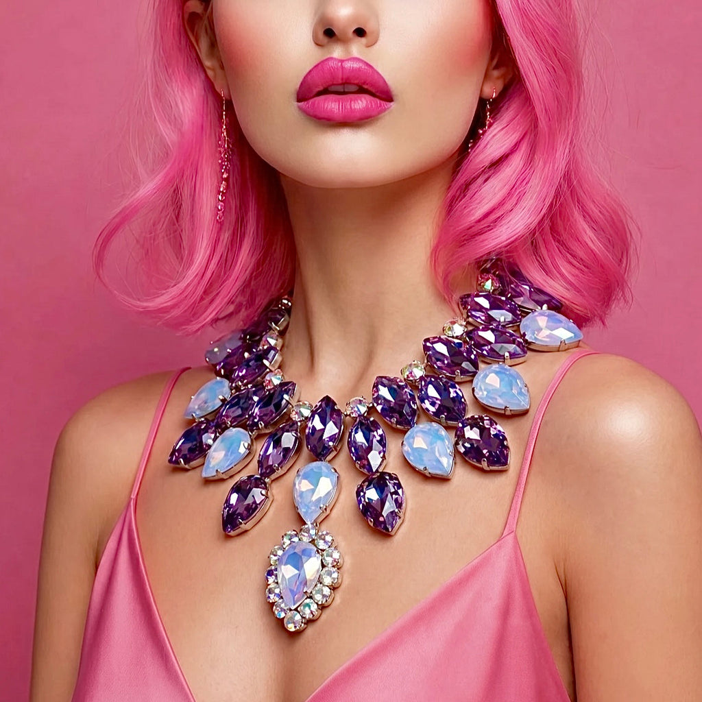 Trident Austrian crystal statement necklace