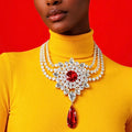 Rosetta Ruby Red Faux Diamond Necklace
