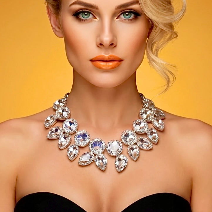Carrington oversized Austrian crystal wreath necklace