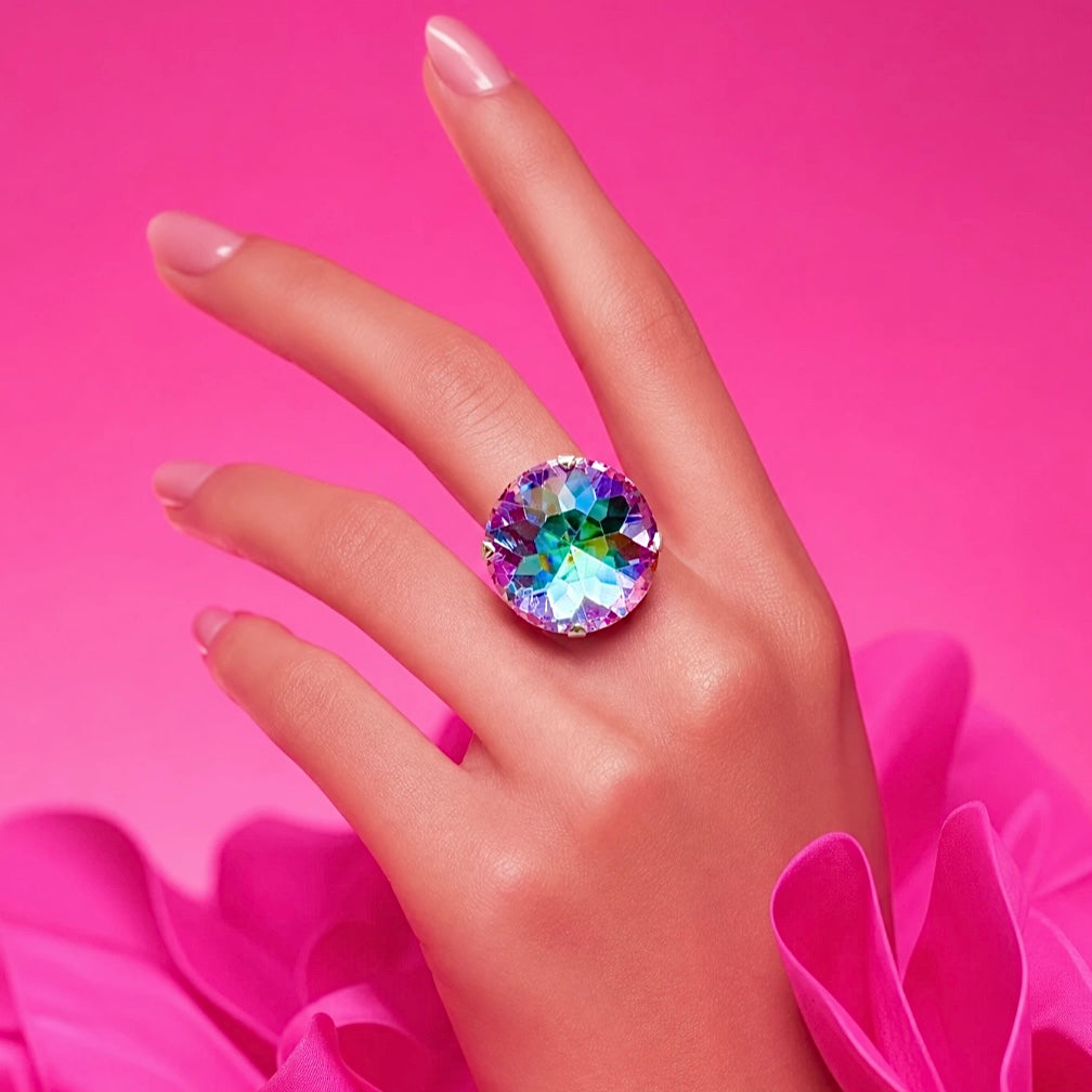 Twilight Solitaire Statement Cocktail Ring with 27mm Crystal