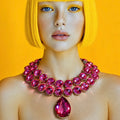 Rosa Pink Double Row Collar Necklace