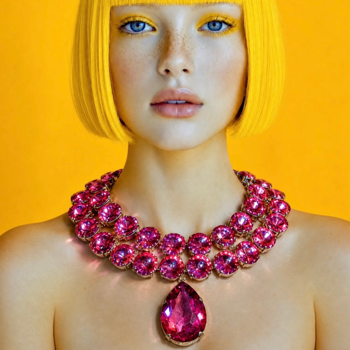 Rosa Pink Double Row Collar Necklace