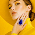 Sapphire Blue Teardrop Statement Ring