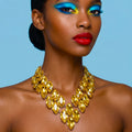 Luxe Golden Yellow Faux Diamond Necklace