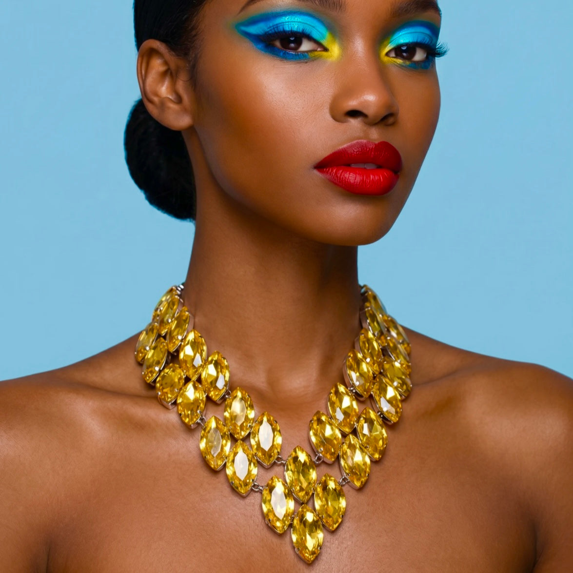 Luxe Golden Yellow Faux Diamond Necklace
