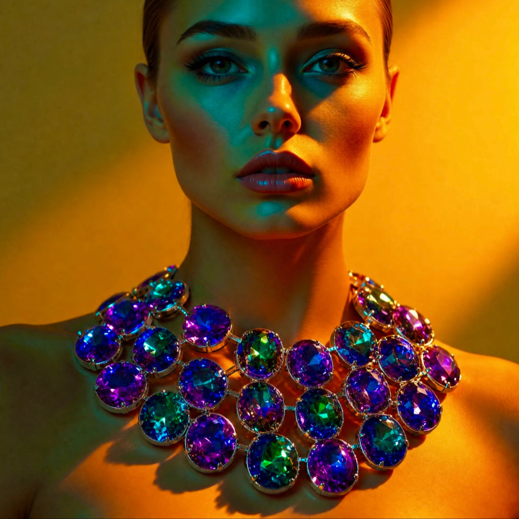 Mystique Purple Crystal Collar Necklace With Austrian Crystal