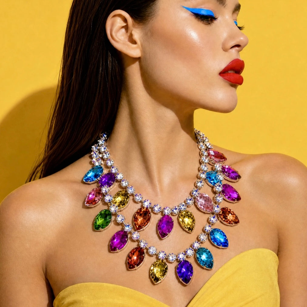 Lumiere Multicolour Crystal Teardrop Necklace