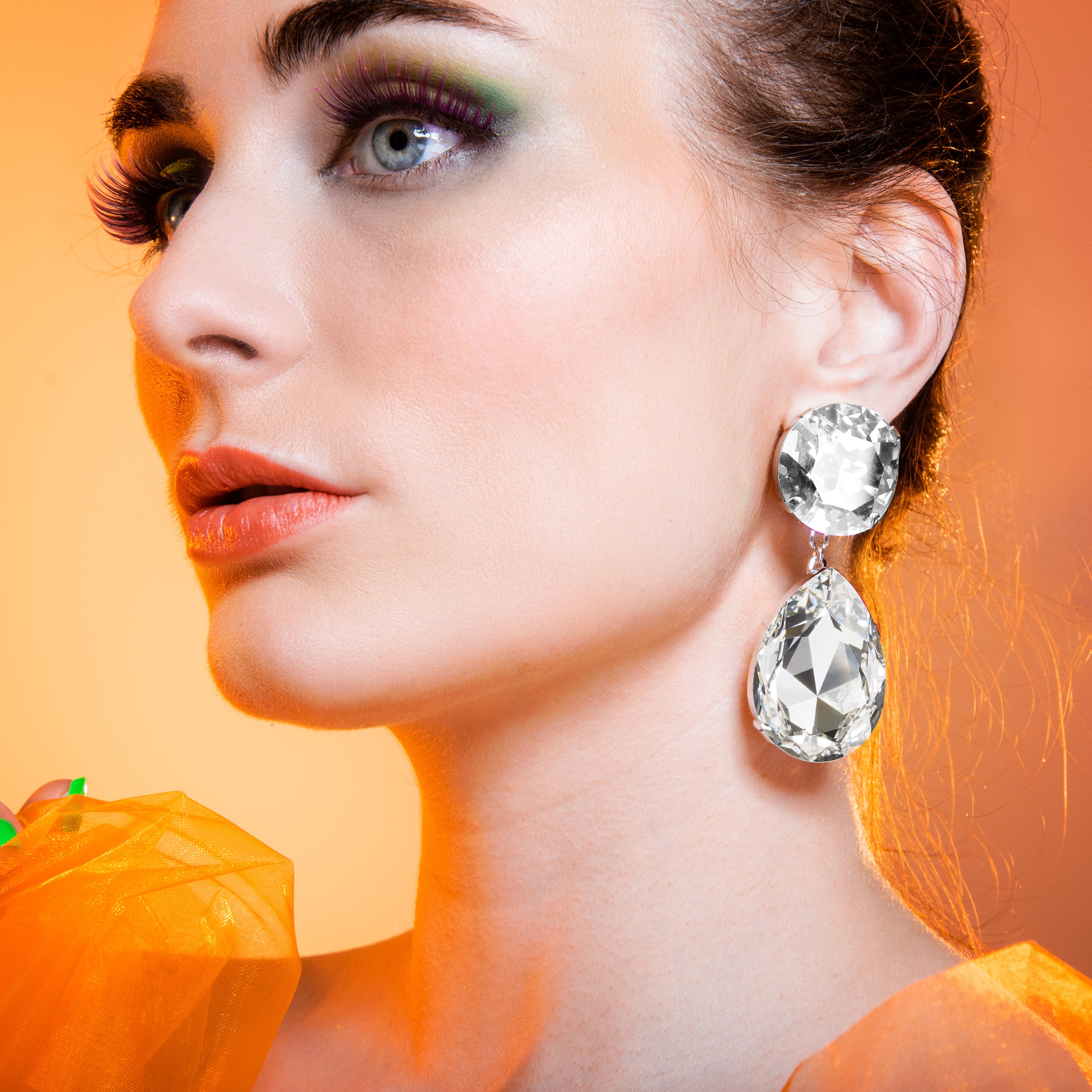 Teardrop Statement Earrings with Colourless Austrian Crystal