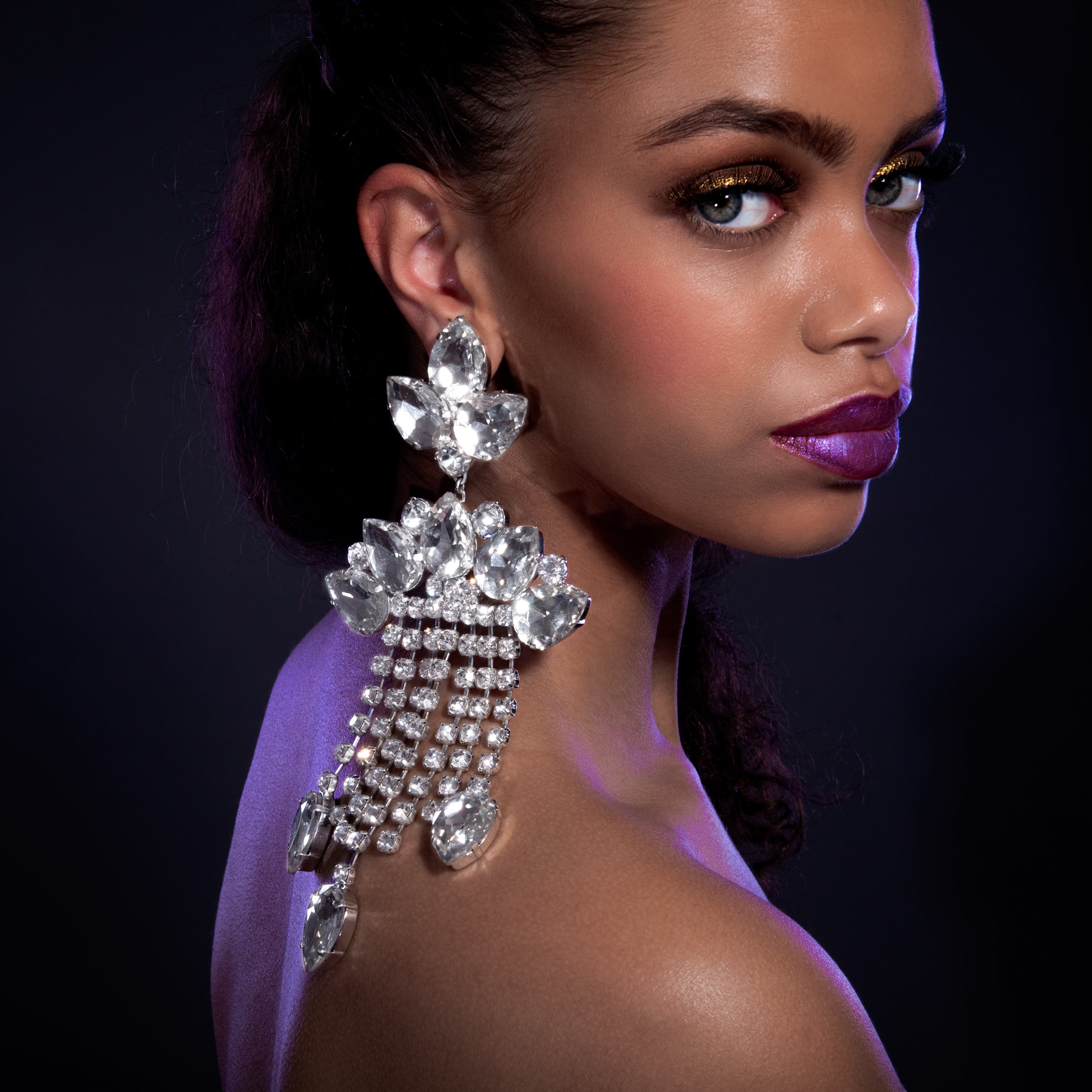 Showcase Statement Waterfall Earrings With Austrian Crystal