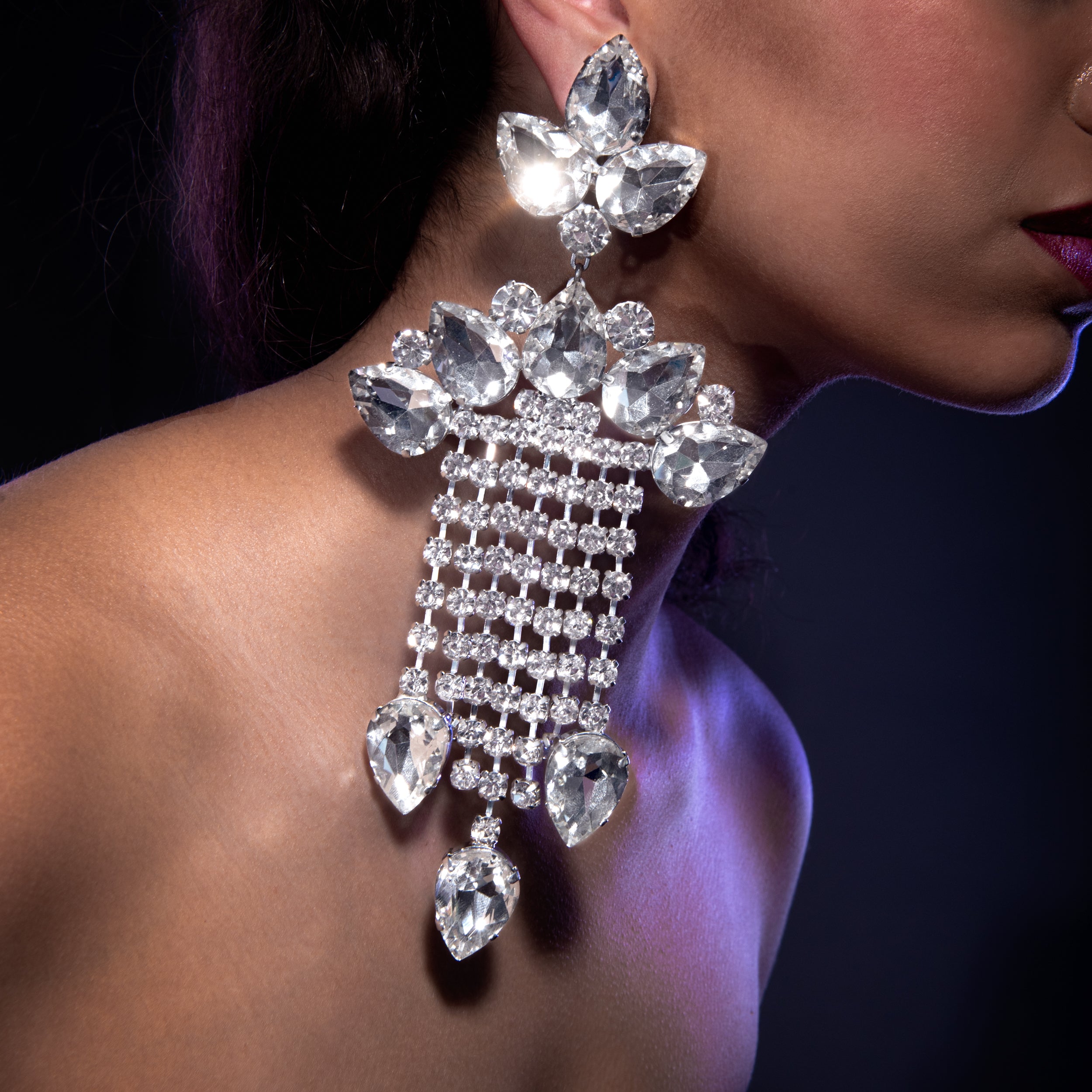 Showcase Statement Waterfall Earrings With Austrian Crystal