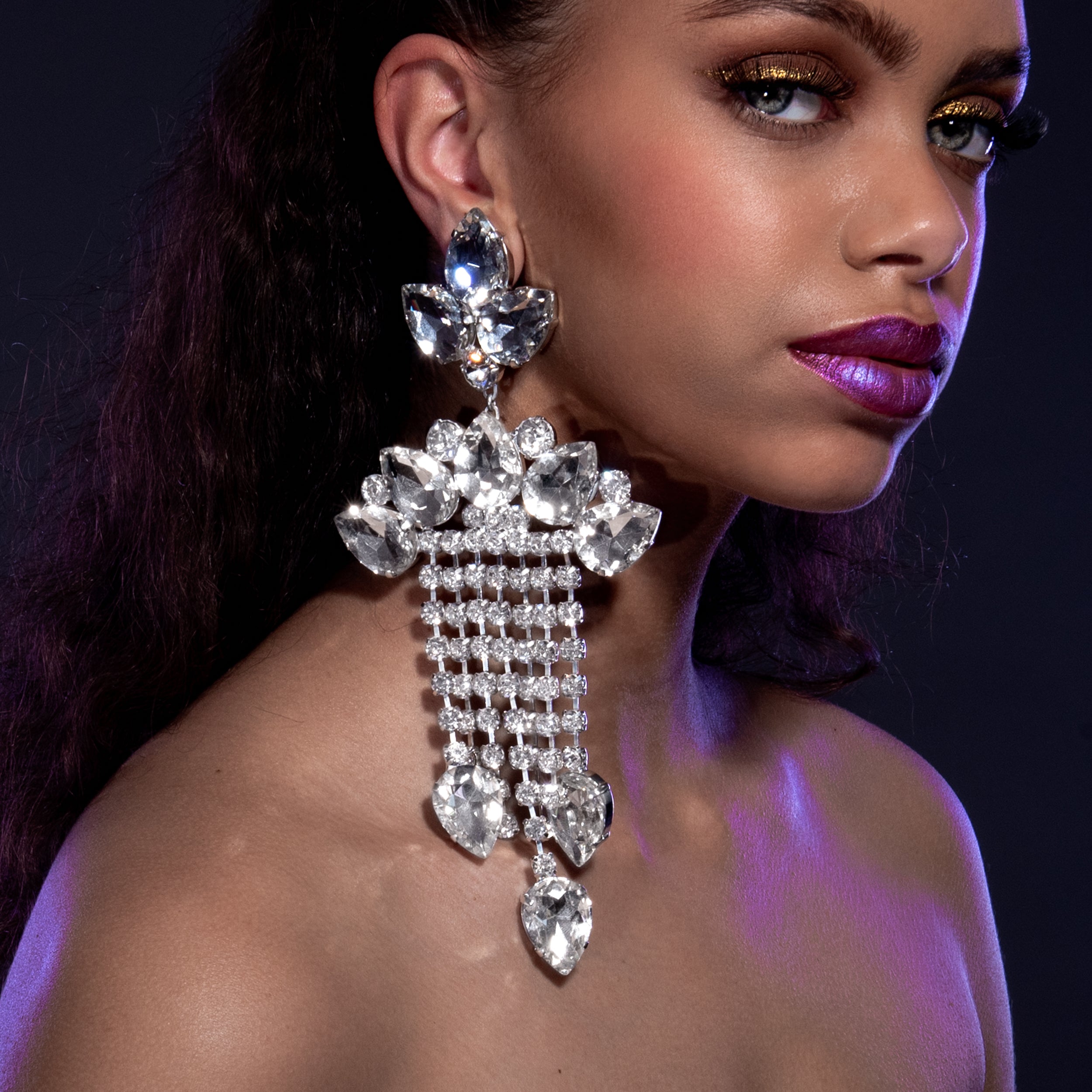 Showcase Statement Waterfall Earrings With Austrian Crystal