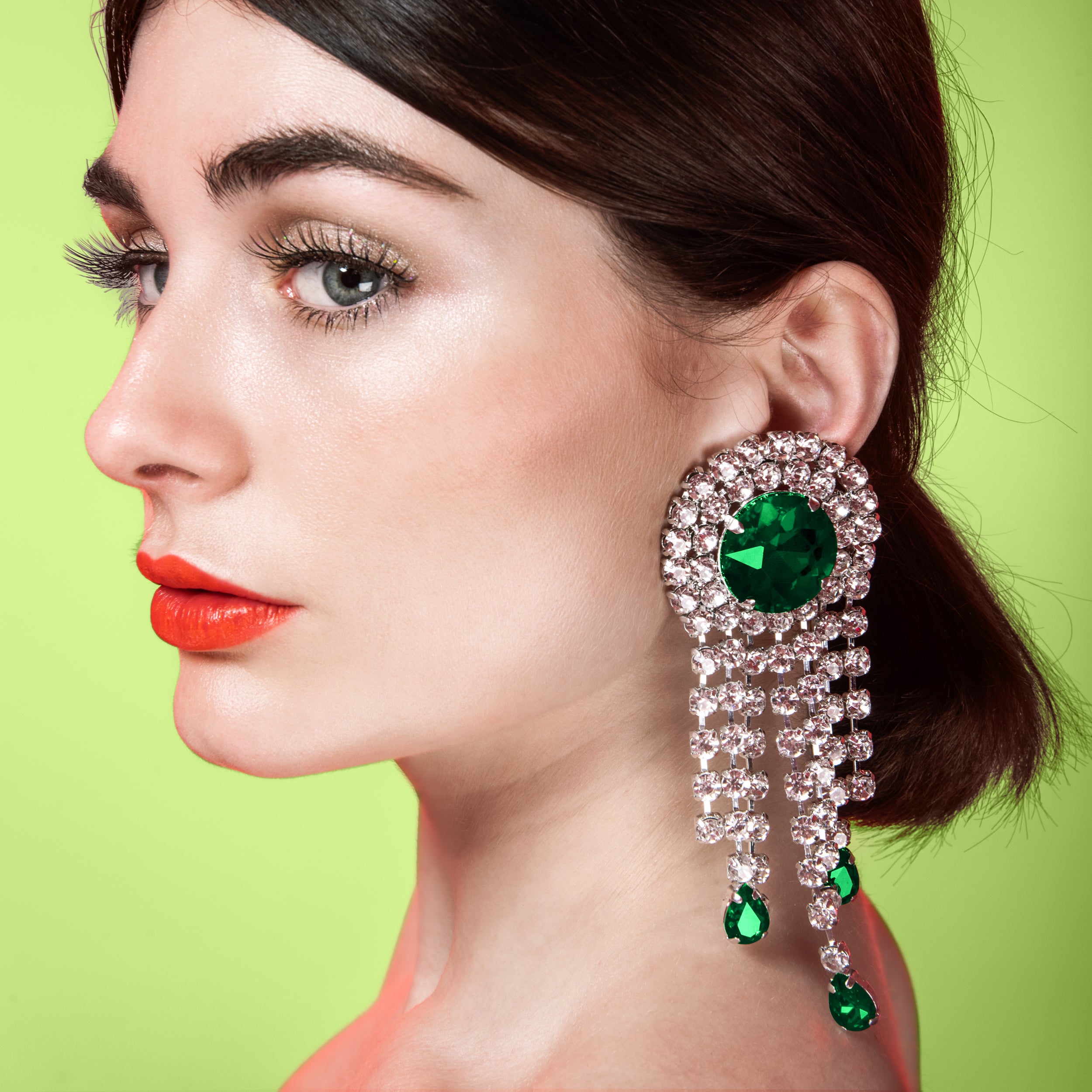 Emerald Vintage Style 1920s Dropper Earrings With Austrian Crystal