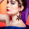 Midnight Stars Black Drop Earrings With Austrian Crystal