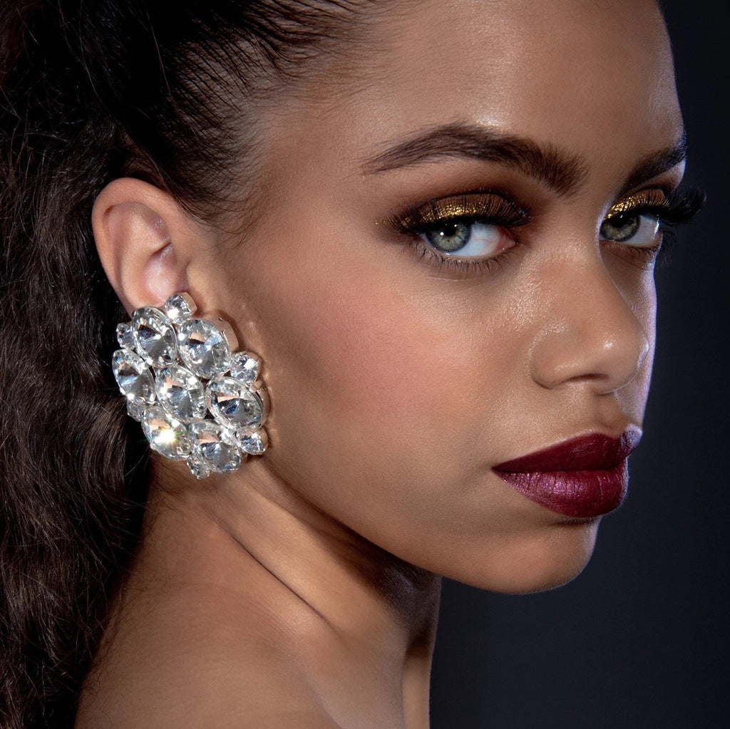 Oversized Austrian Crystal Cluster Earrings