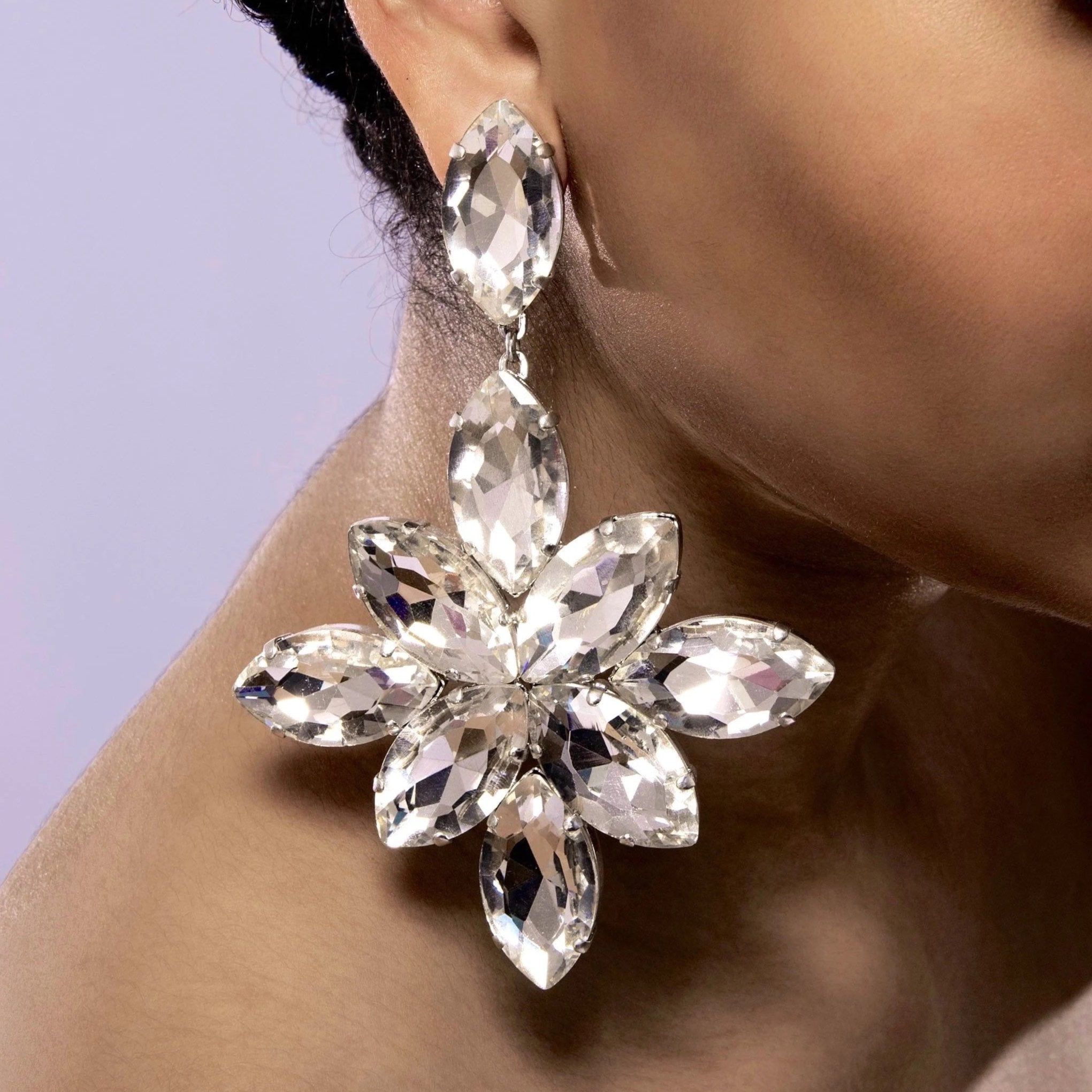 Giant Drop Statement Dress Earrings With Austrian Crystal