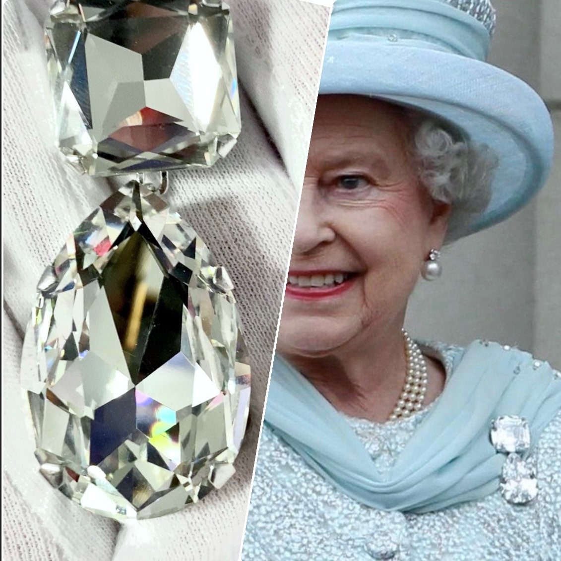 Cullinan III and IV Granny’s Chips brooch replica in clear Austrian crystal