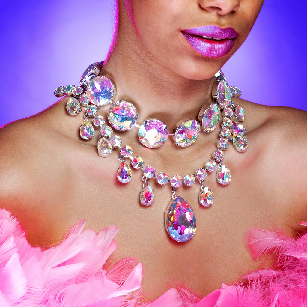 Burlesque Aurora Austrian crystal drop choker