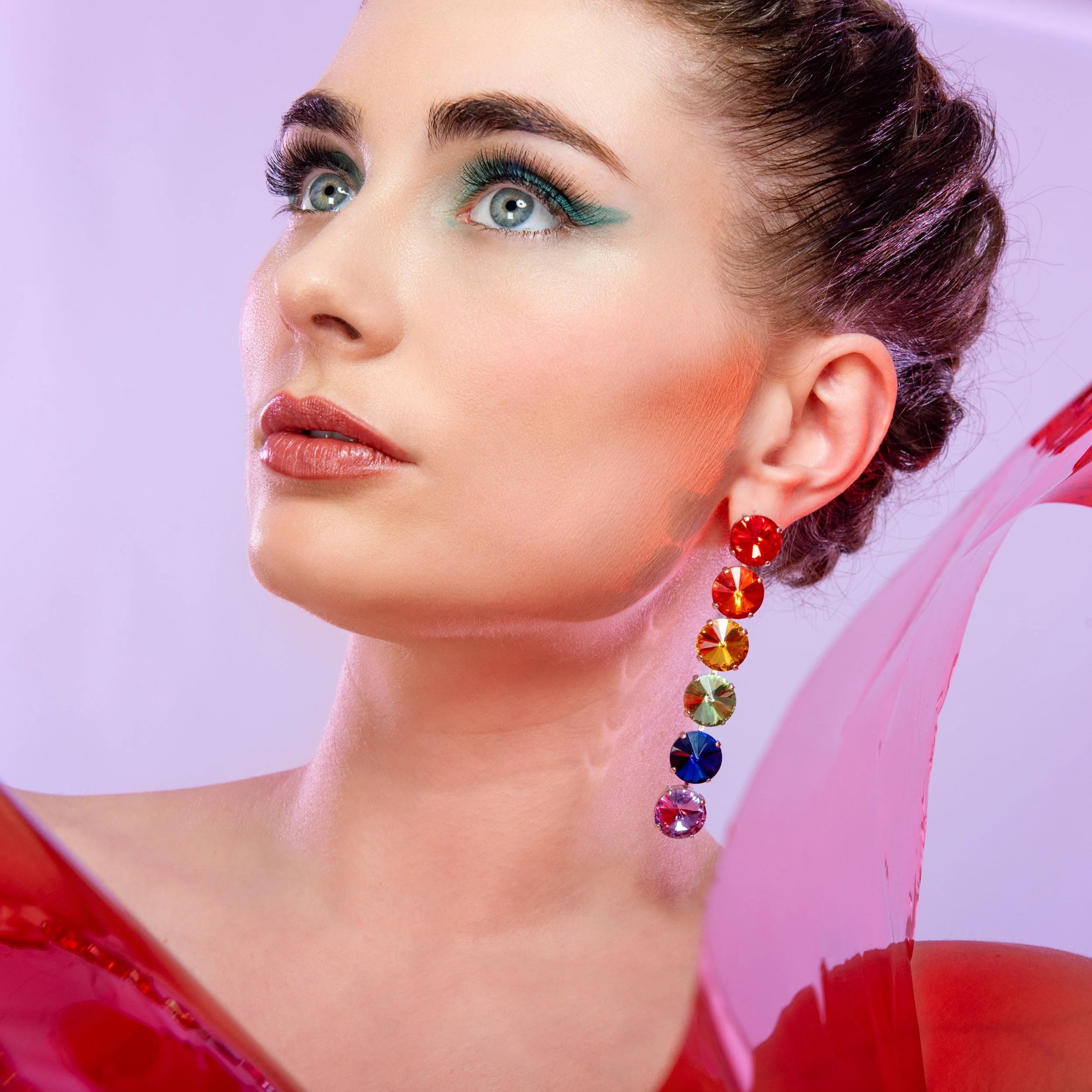 Rainbow Pride Multicolour Earrings With Austrian Crystal