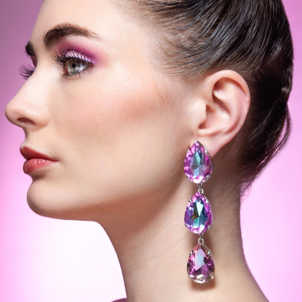 Lilac Dawn Teardrop Earrings with Austrian Crystal