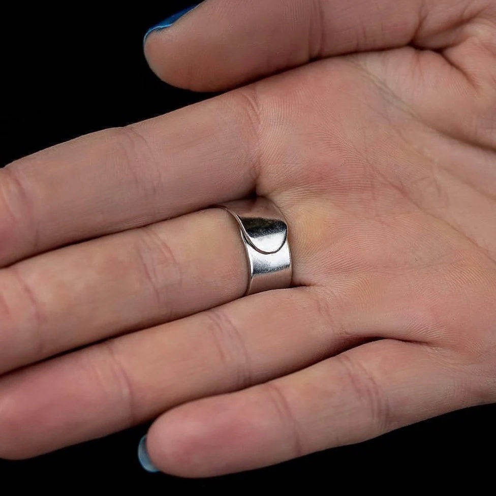 Back of hand displaying style of ring shank 