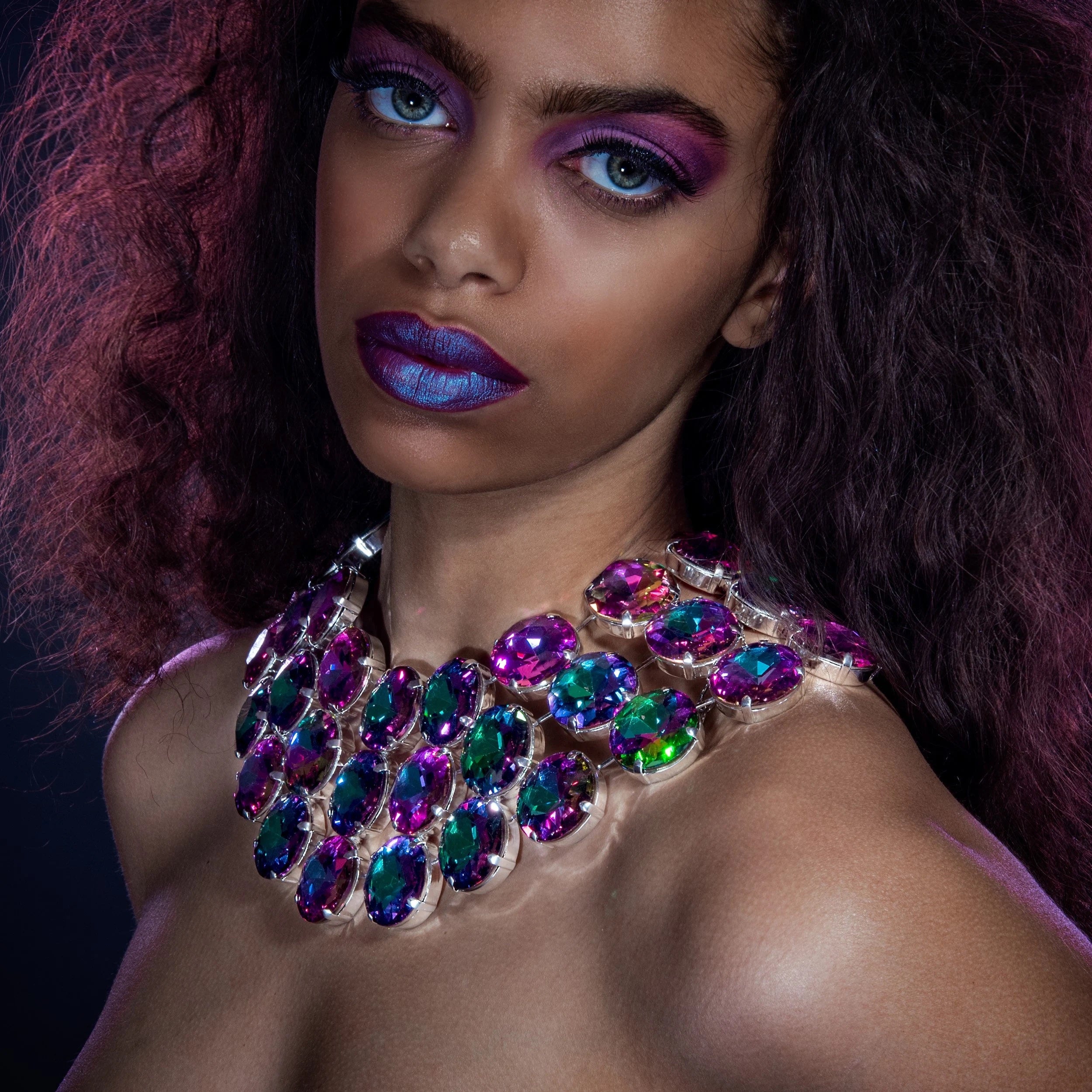 Mystique Purple Crystal Collar Necklace With Austrian Crystal
