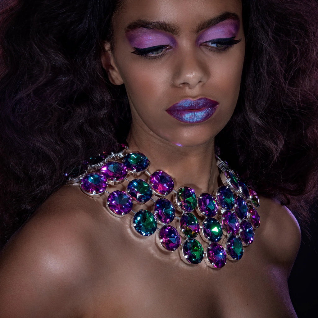Mystique Purple Crystal Collar Necklace With Austrian Crystal
