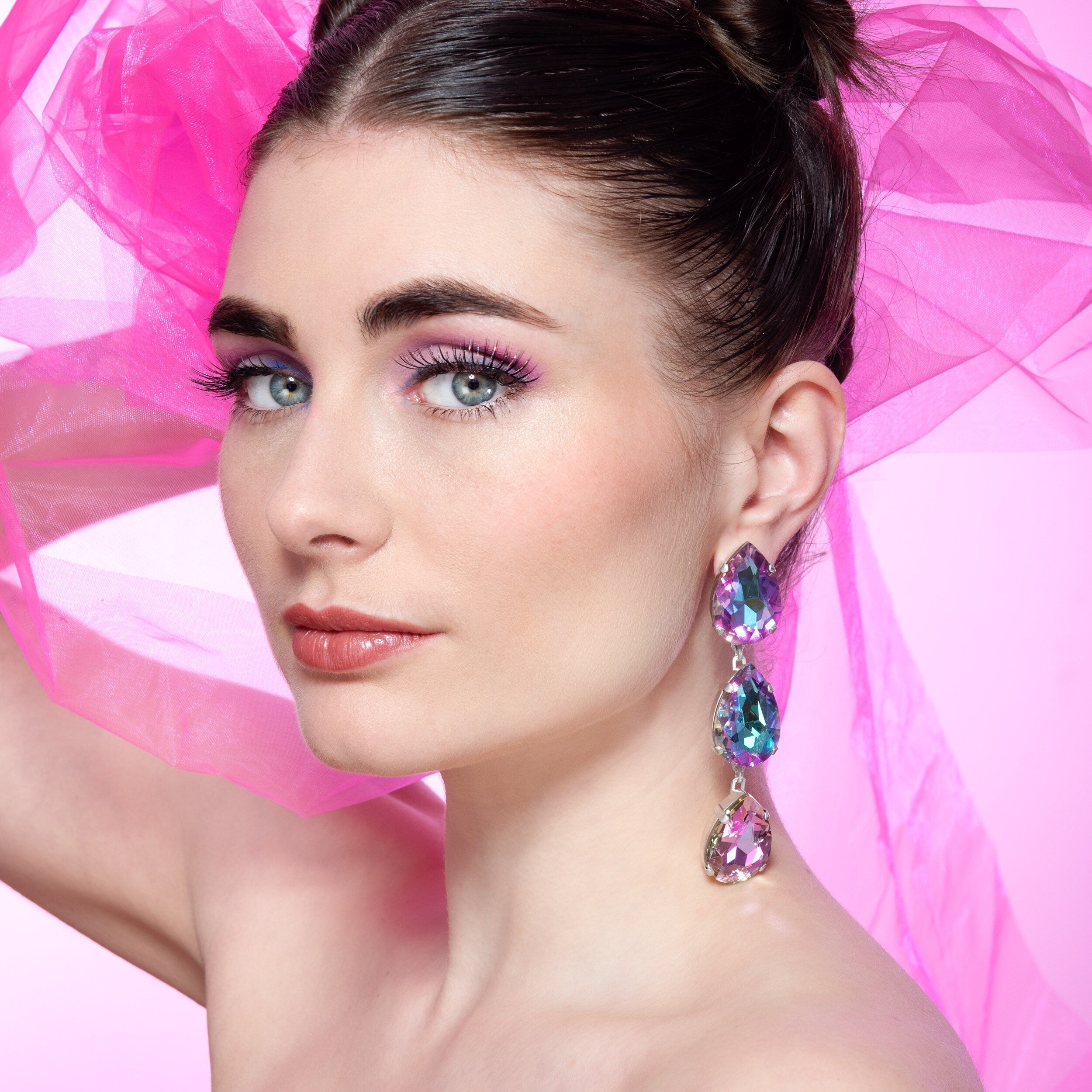 Lilac Dawn Teardrop Earrings with Austrian Crystal
