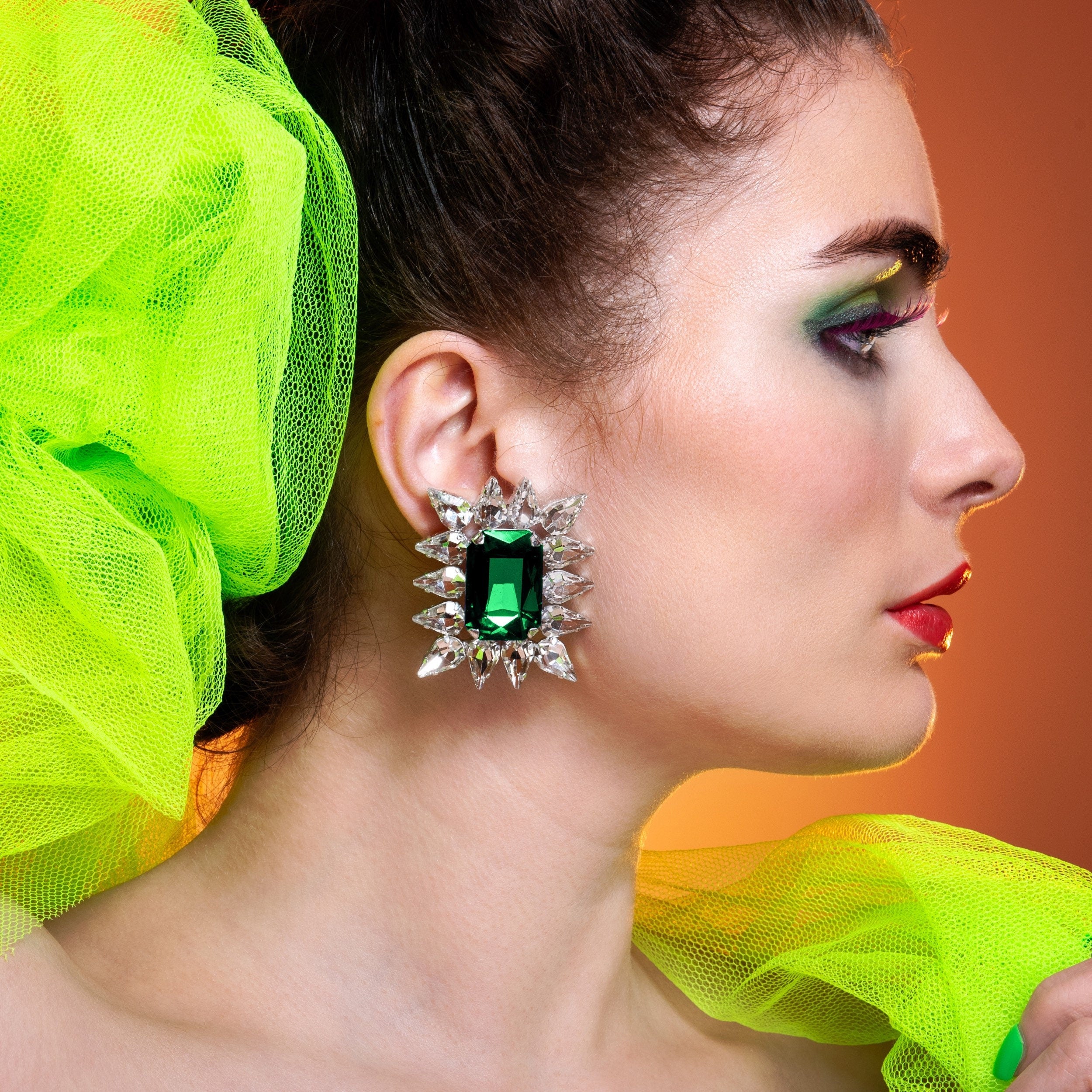 Emerald Green Fancy Austrian Crystal Earrings