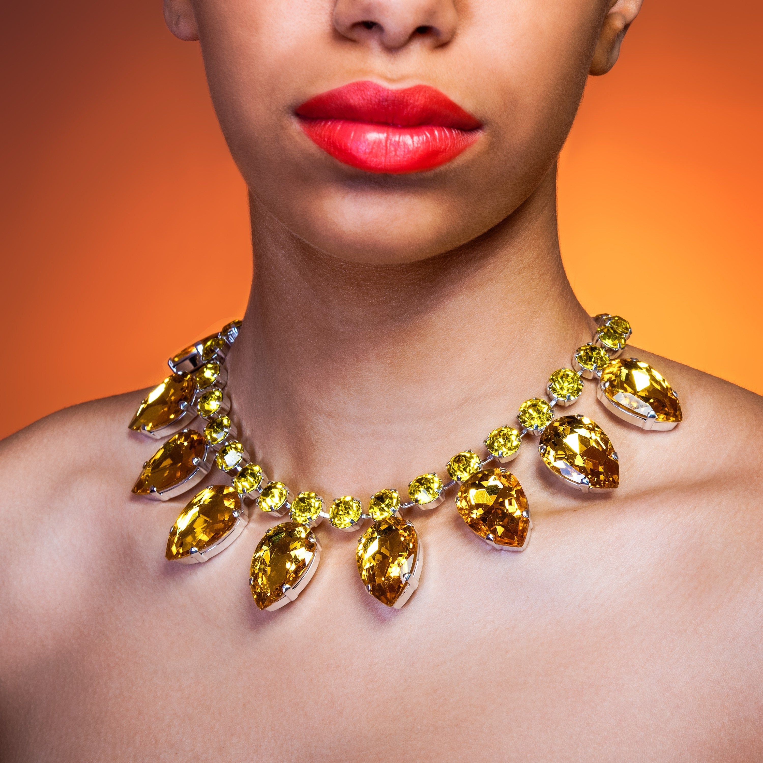 Golden Yellow Statement Teardrop Necklace