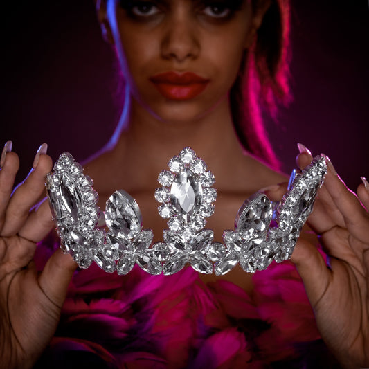 Ornate Regale Classic Statement Tiara | Crown Pageant Jewellery | Statement Rhinestone Headpiece | Hair Jewellery | Fairytale Wedding Tiara