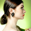 Smoked Diamond Teardrop Button Earrings