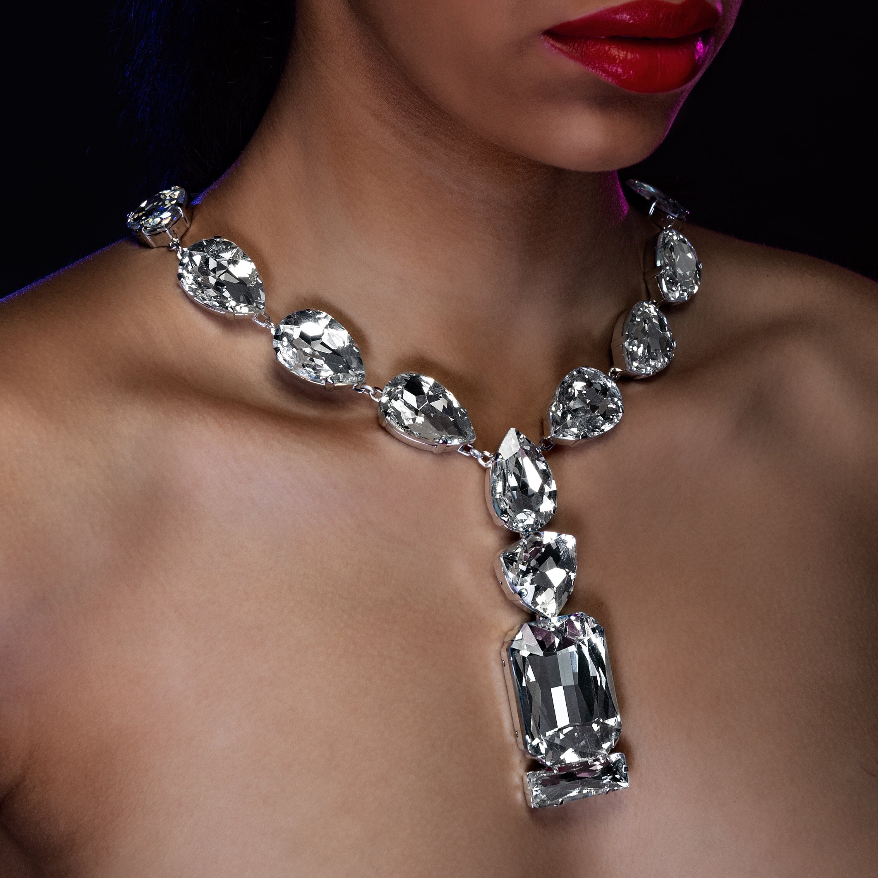 Grazia Faux Diamond Austrian Crystal Pendant Necklace