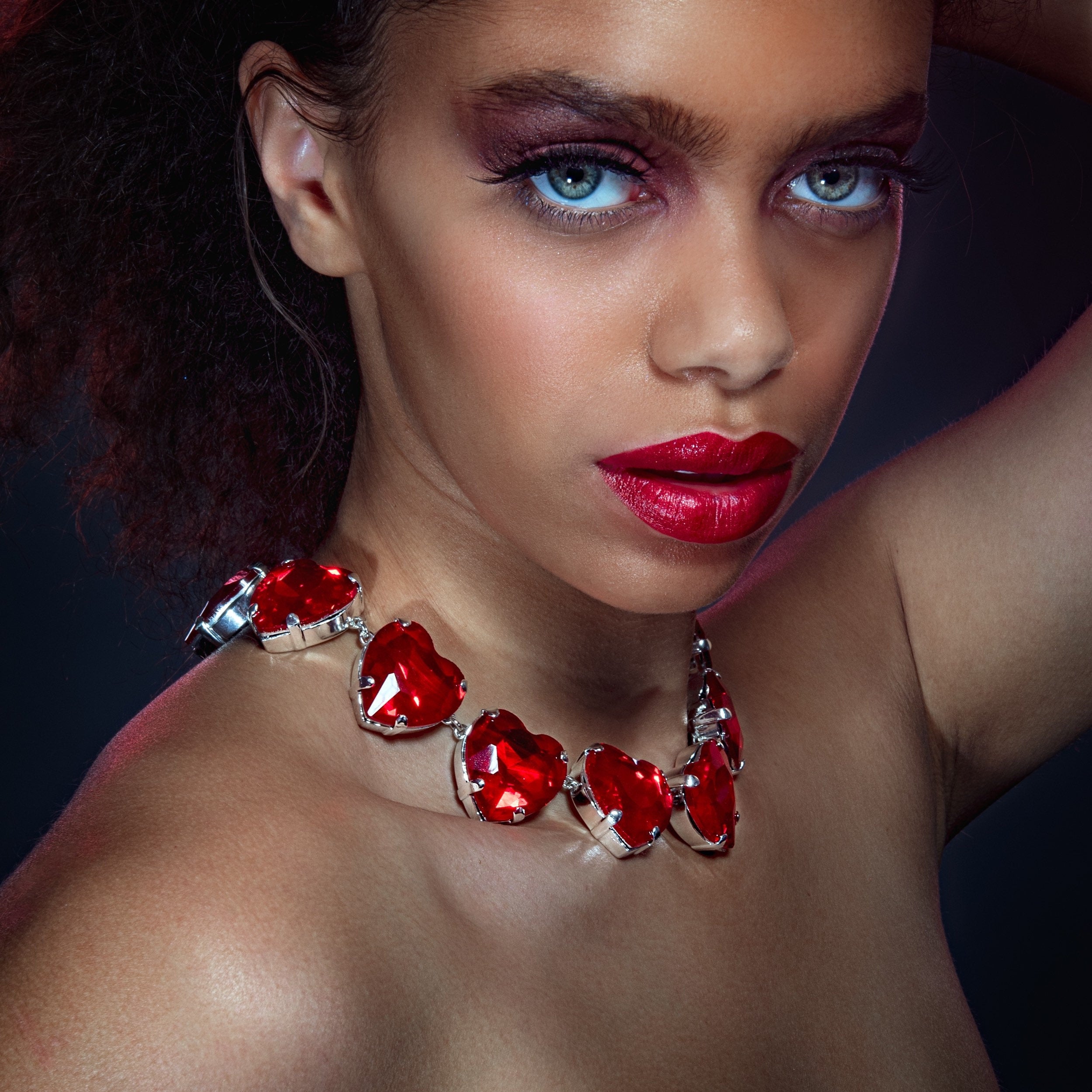 Amore Ruby Red Faux Diamond Heart Necklace