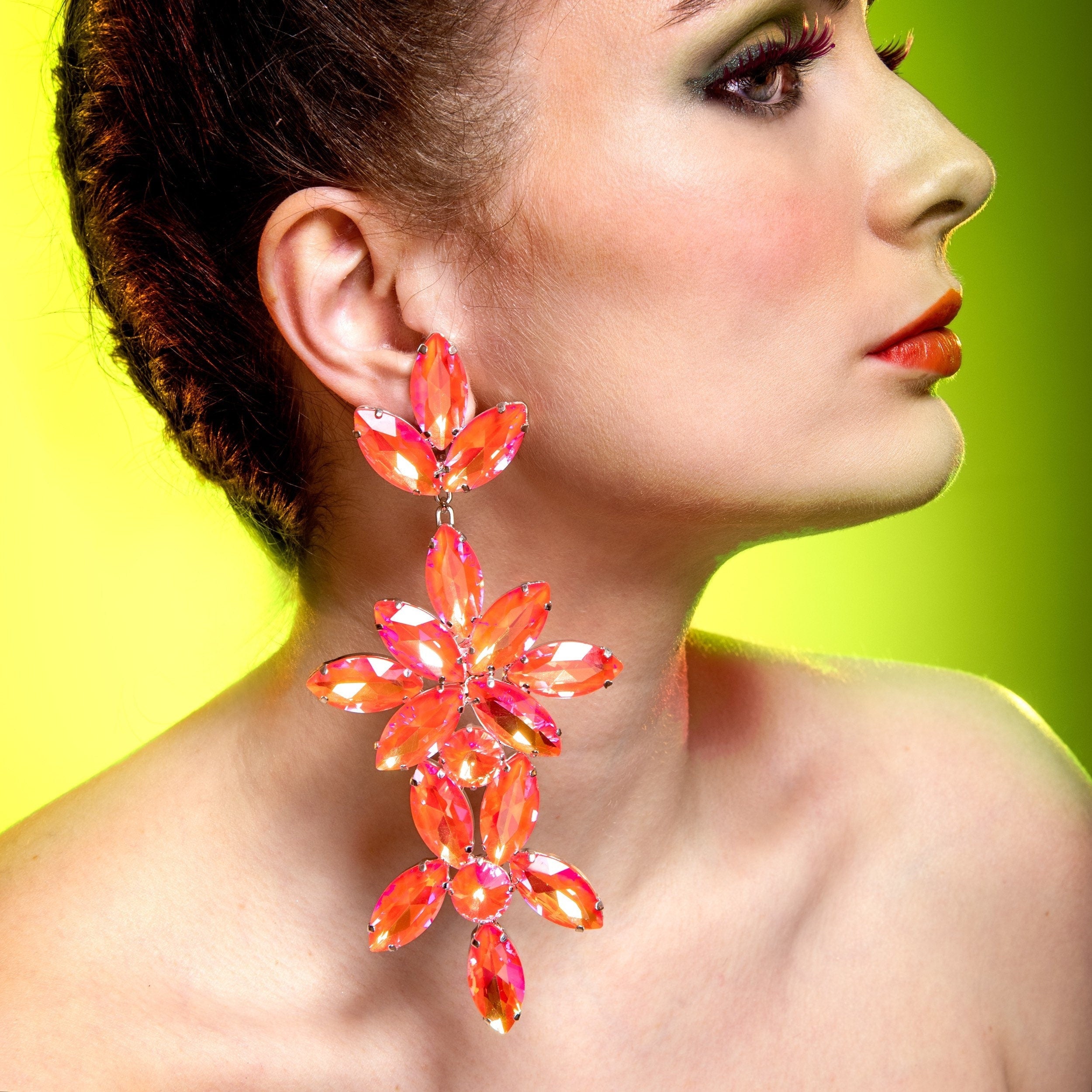 Golden Orange Austrian Crystal Showstopper Earrings