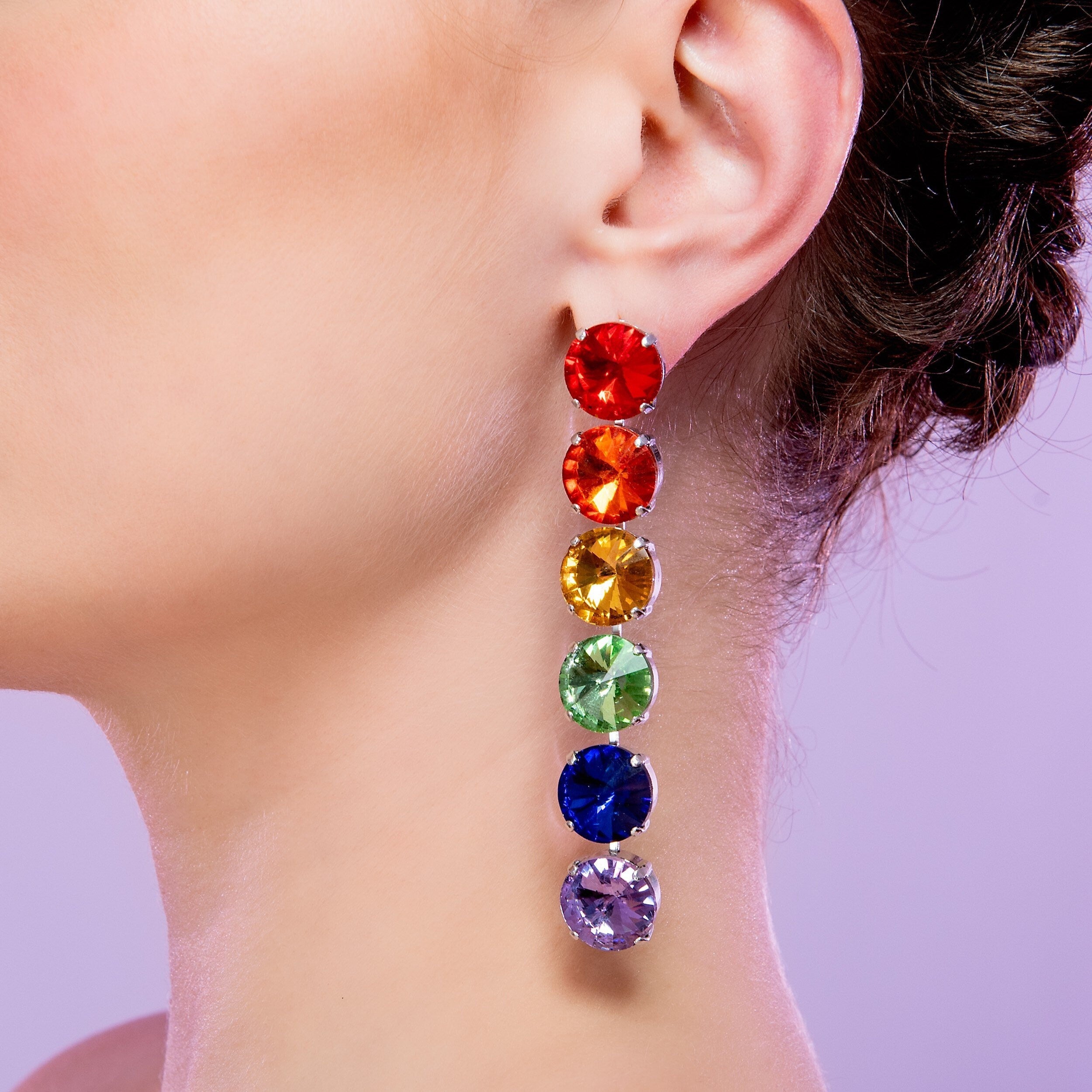 Rainbow Pride Multicolour Earrings With Austrian Crystal