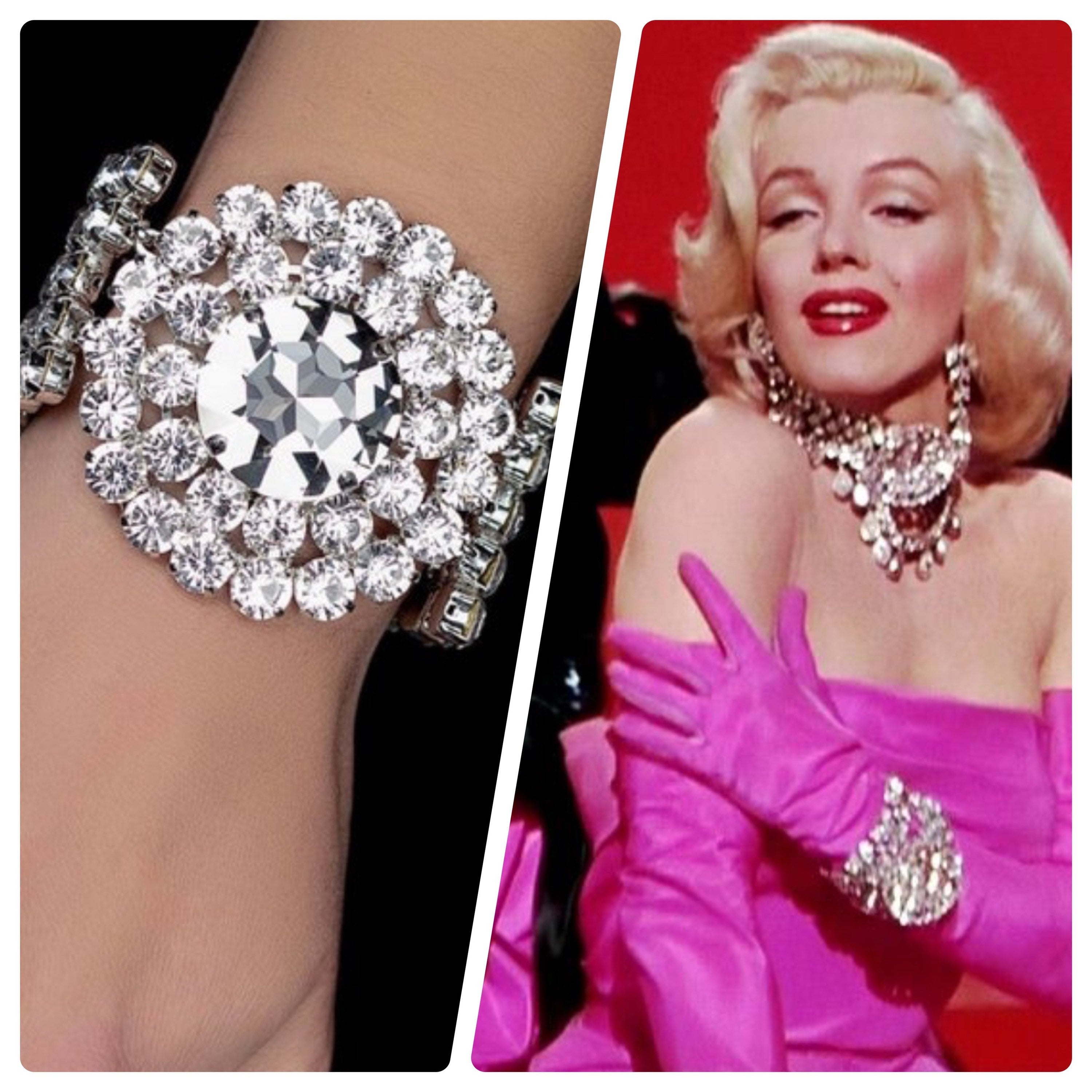 Marilyn Monroe Adjustable Replica Bracelet With Austrian Crystal, “Diamonds Are A Girls Best Friend”