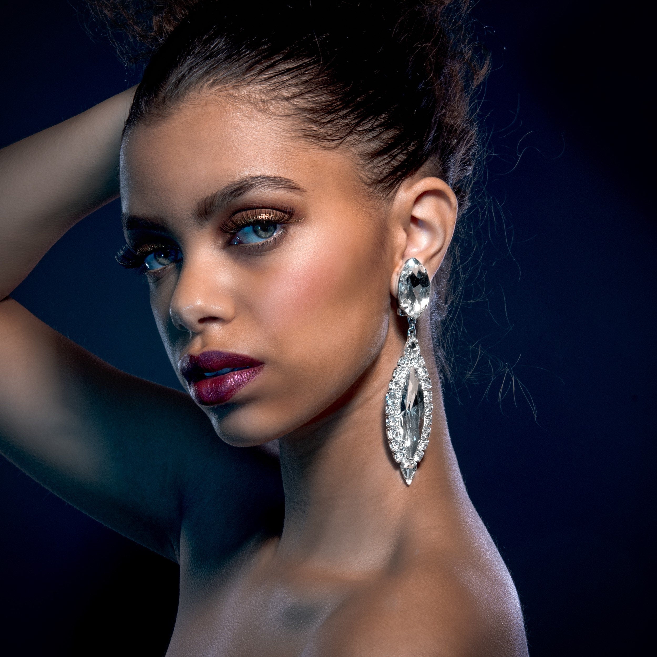 Statement Torpedo Drop Earrings With Austrian Crystal