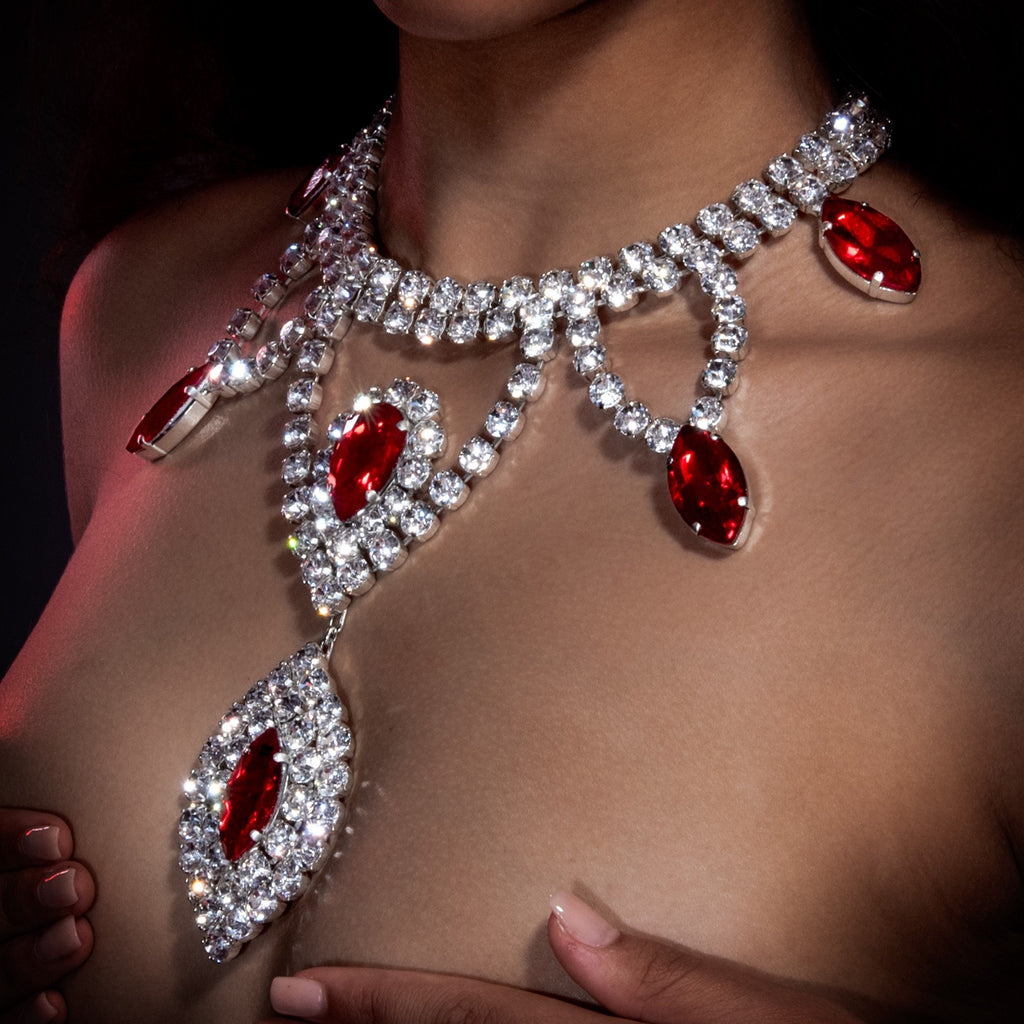 Siam red ruby claret cascade wreath necklace