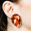 Halloween Orange Crystal Teardrop Earrings