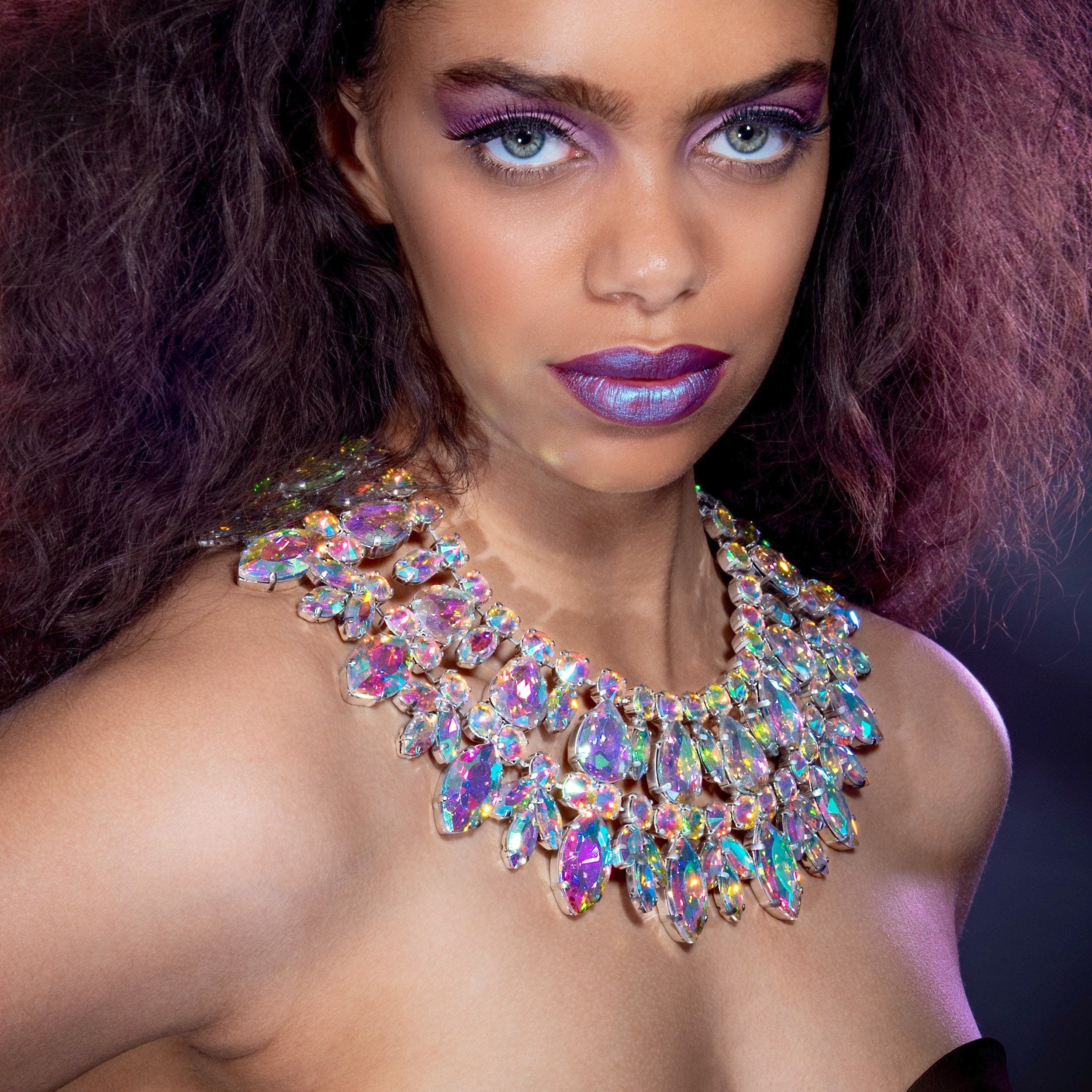 Radiance Necklace in Austrian Crystal in Aurora Borealis Colour
