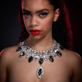 Smoked Diamond Crystal Collar Necklace & Earrings