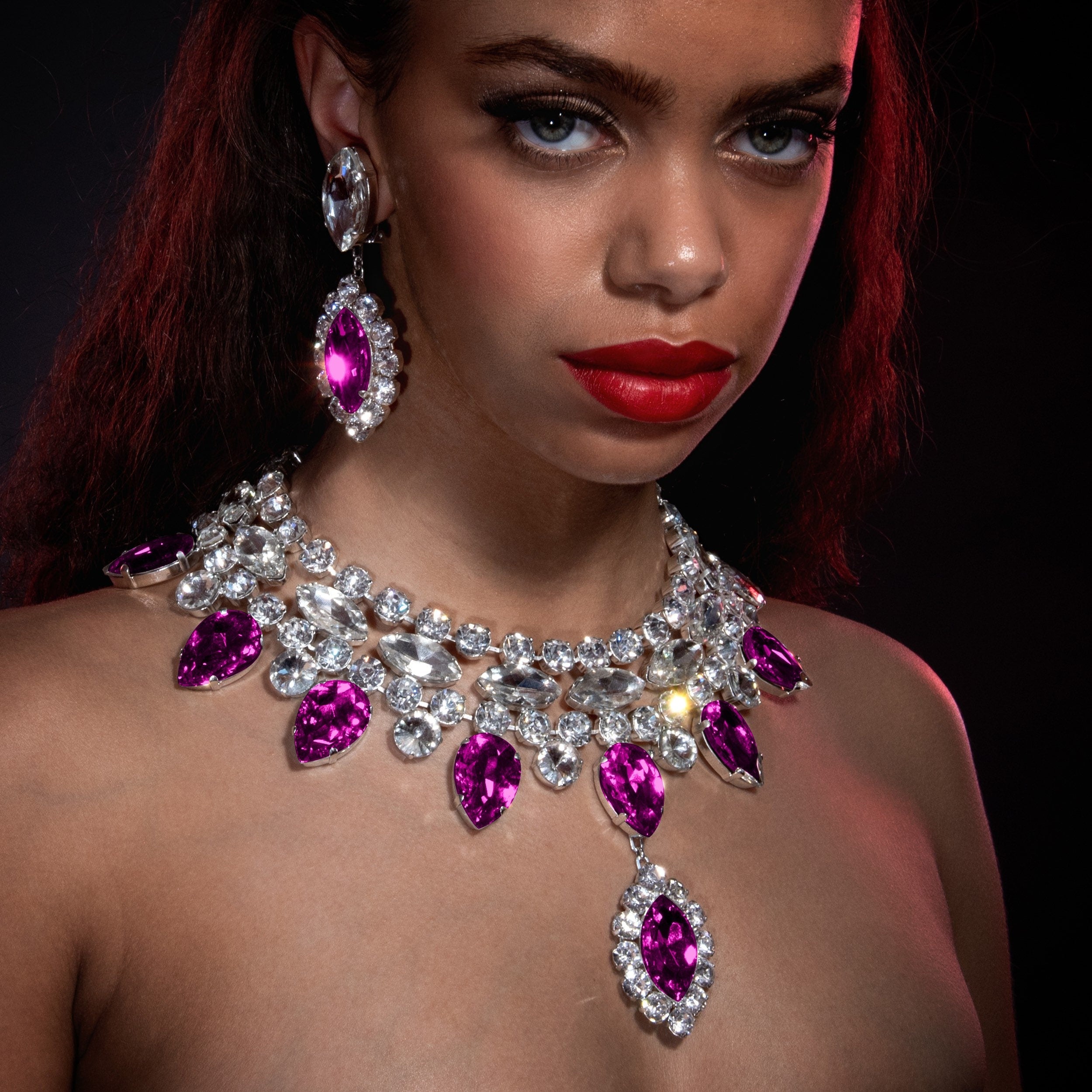 Dramatic Oversized Austrian Crystal Necklace