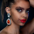Oversized Orange Large Crystal Drag Queen Earrings