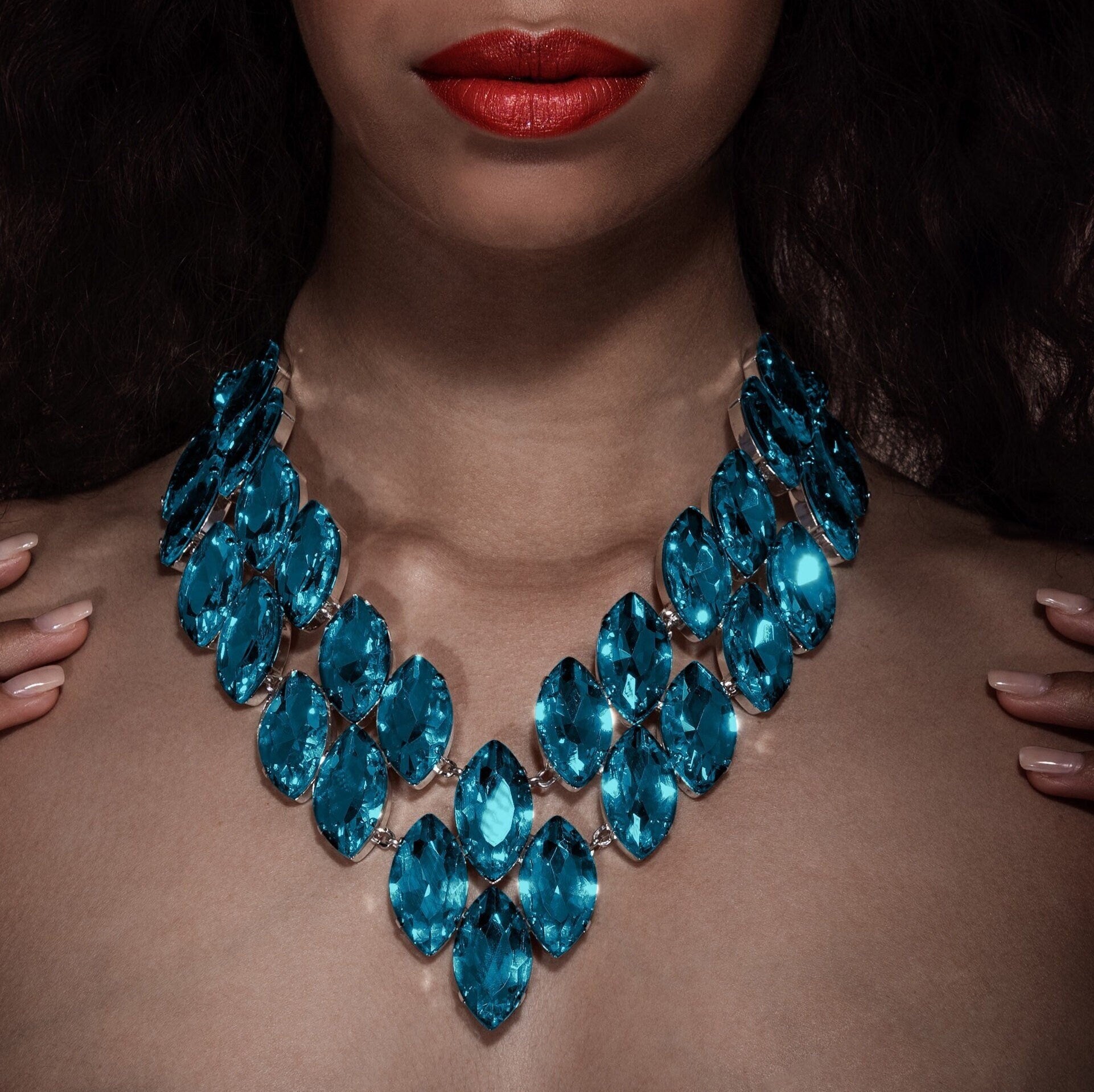 Unapologetically Bold Aquamarine Crystal Necklace