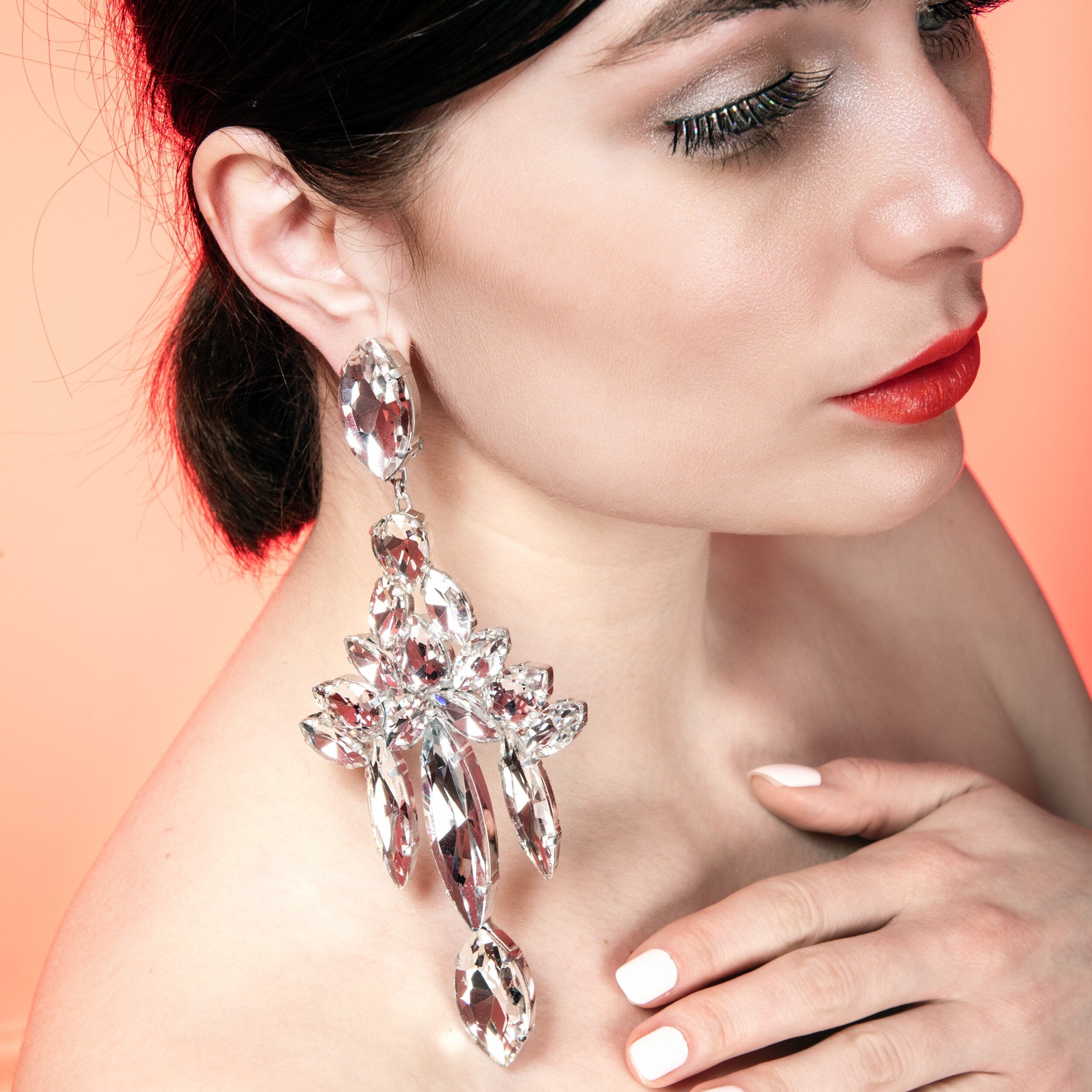 Dramatic Glamorous Austrian Crystal Dress Earrings