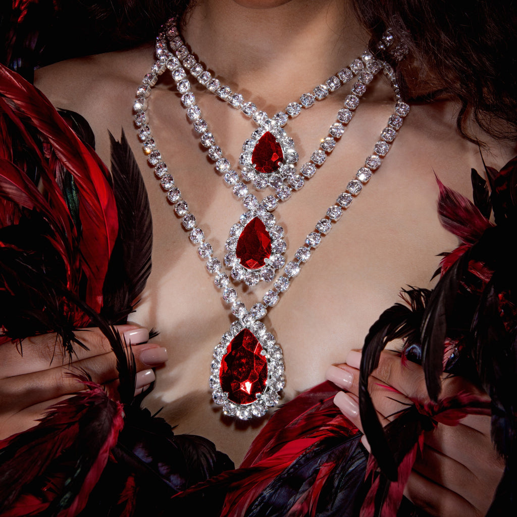 Unapologetically Bold red crystal statement necklace